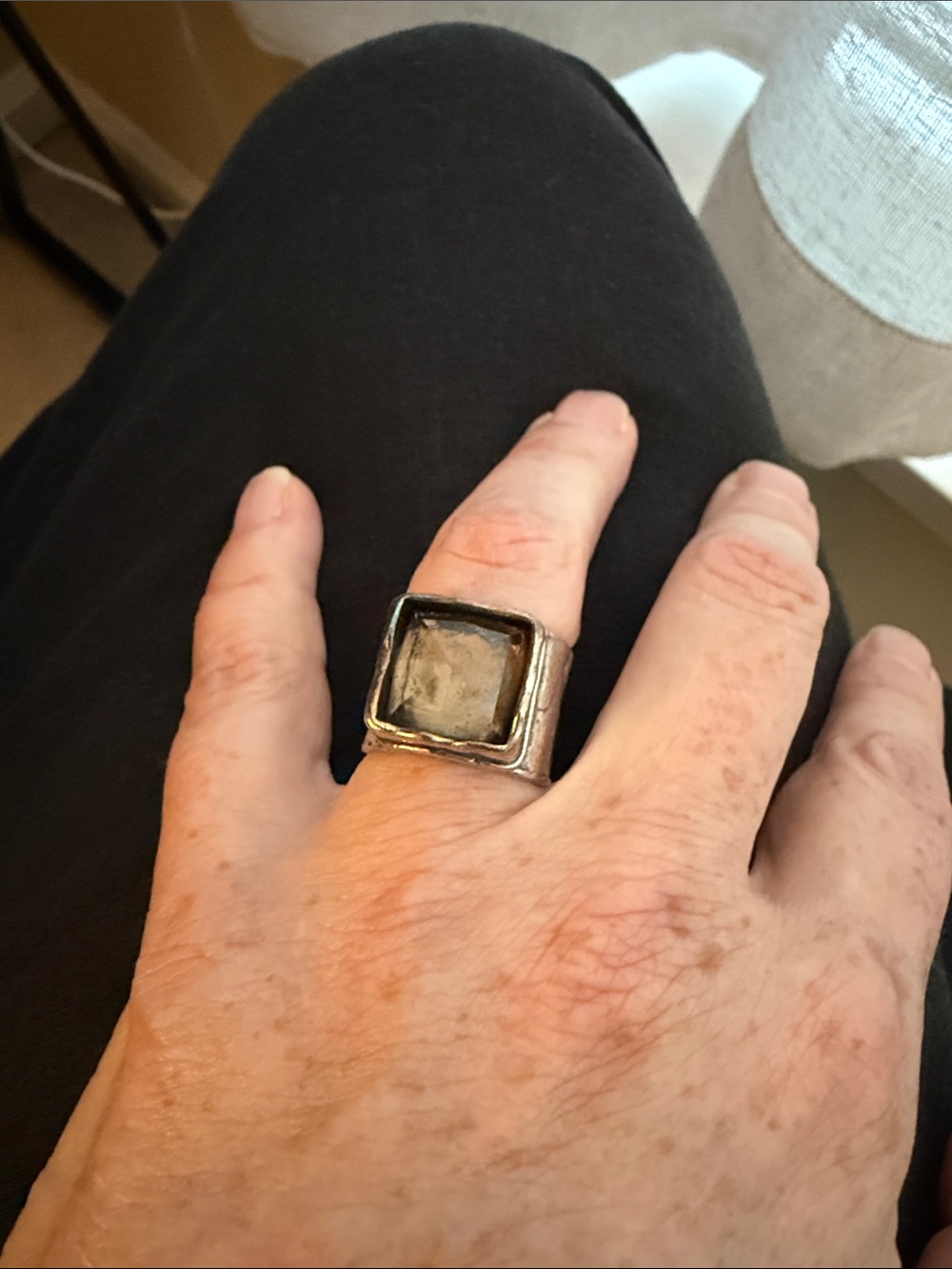 Silpada Sterling Silver Smoky Quartz Square Ring - Smoky Gray - Picture 7 of 7